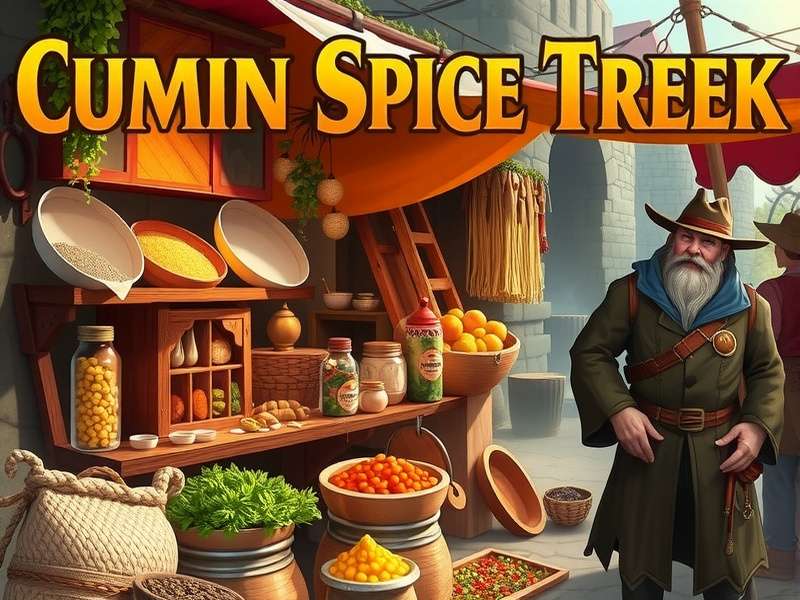 Cumin Spice Trek Game Banner Showcasing Spice Markets and Adventure Elements